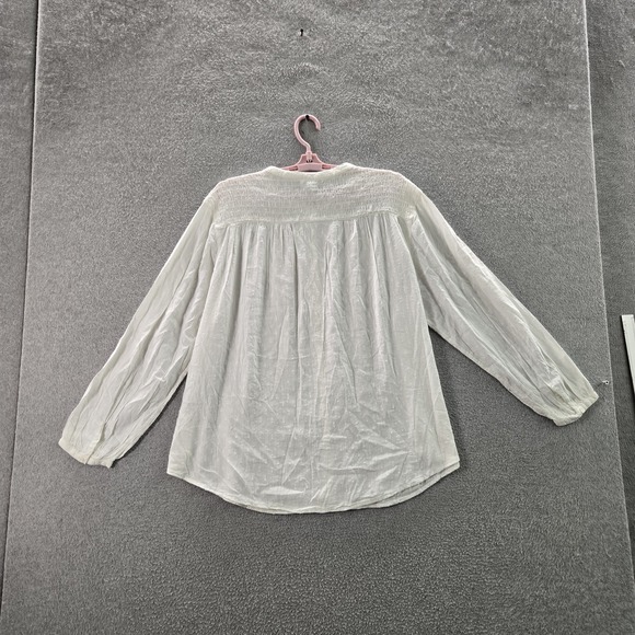 Old Navy Women Blouse L White Button Round Neck Front - Picture 9 of 9